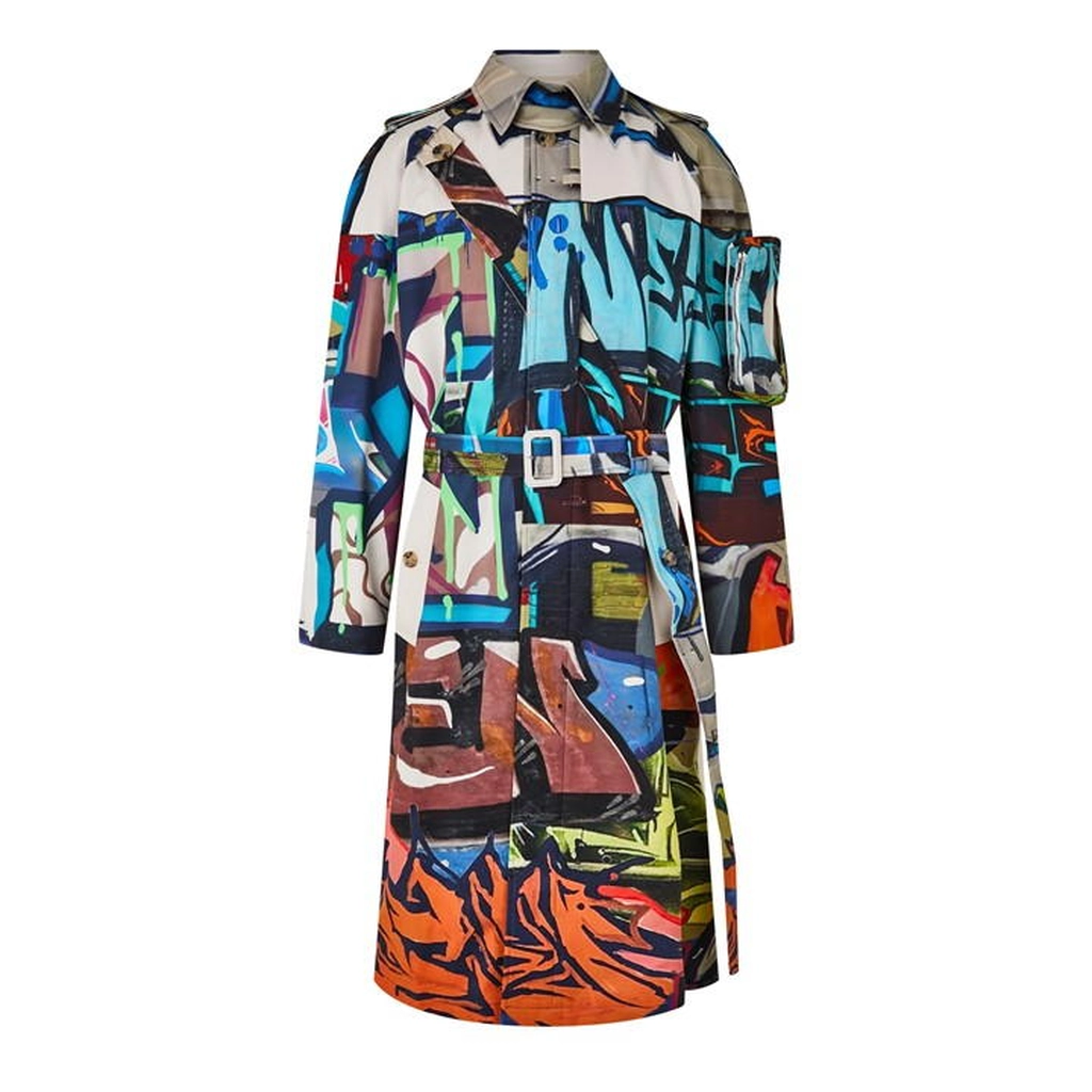 Off White Neen Graffiti Trench Coat - Beige
